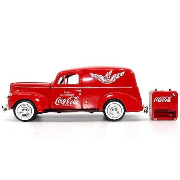 1940 Ford Sedan Cargo Van Red "Pause... Go Refreshed Coca-Cola" w/Vending Machine 1/24 Diecast Model Car by Motor City Classics