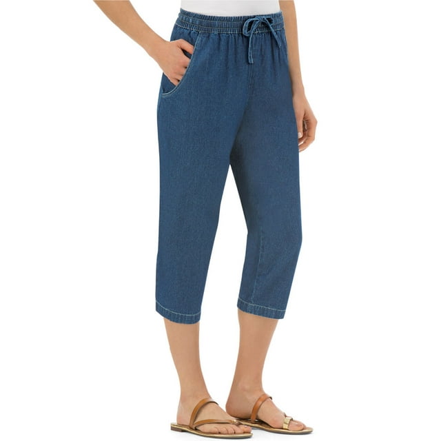 Collections Etc Collections Women's Denim Capris with Pockets and