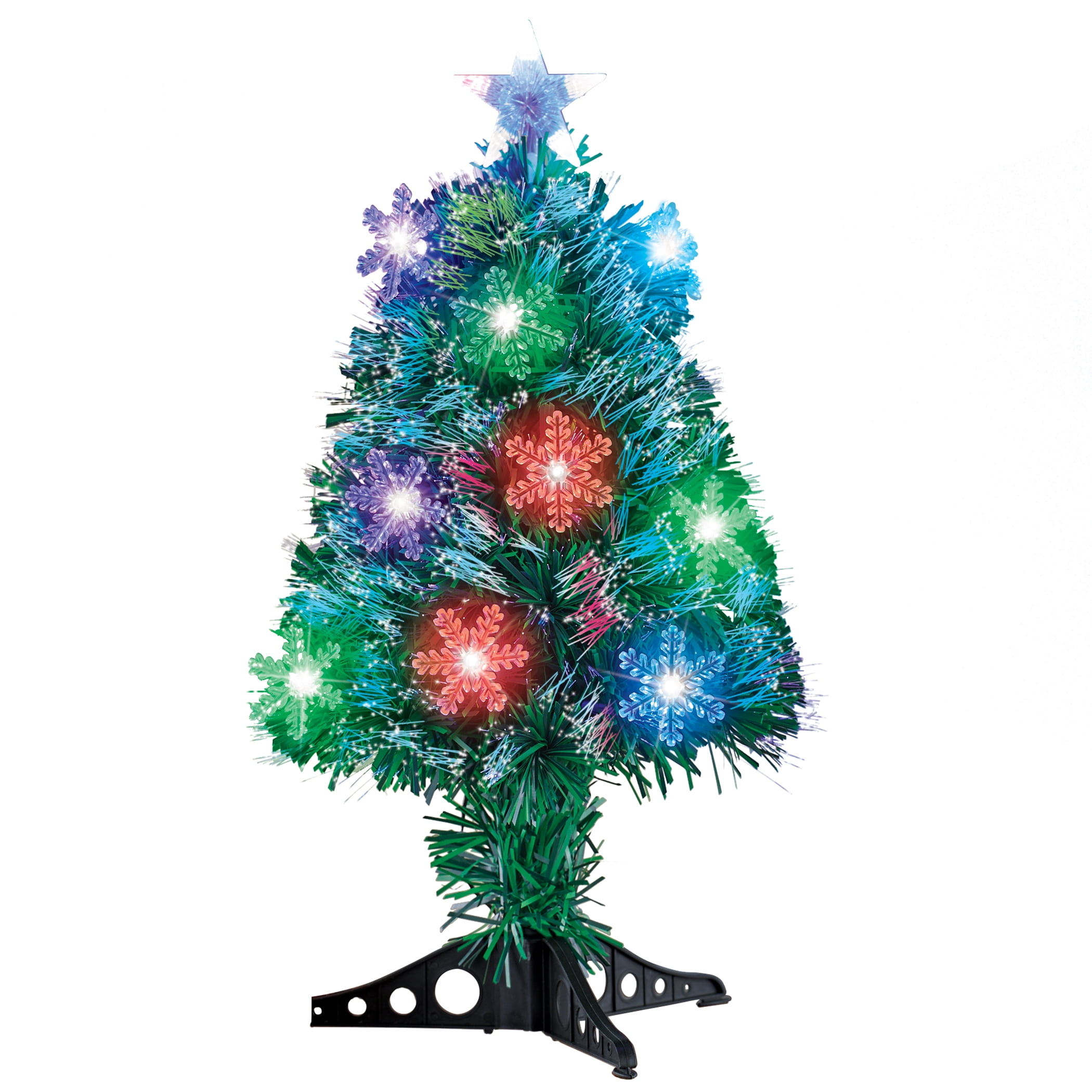 Collections Etc ColorChanging Fiber Optic Snowflake Tabletop Tree, 24