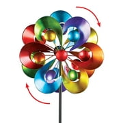 Collections Etc. Colorful Double-Sided Spinner Yard Stake with Bold Arch Design - Seasonal Outdoor Decoration