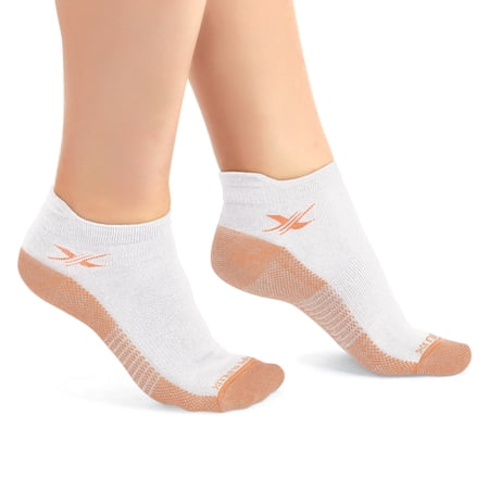 Collections Etc Copper-Infused Low-Cut Compression Socks - Set of 3 Pairs White L/XL