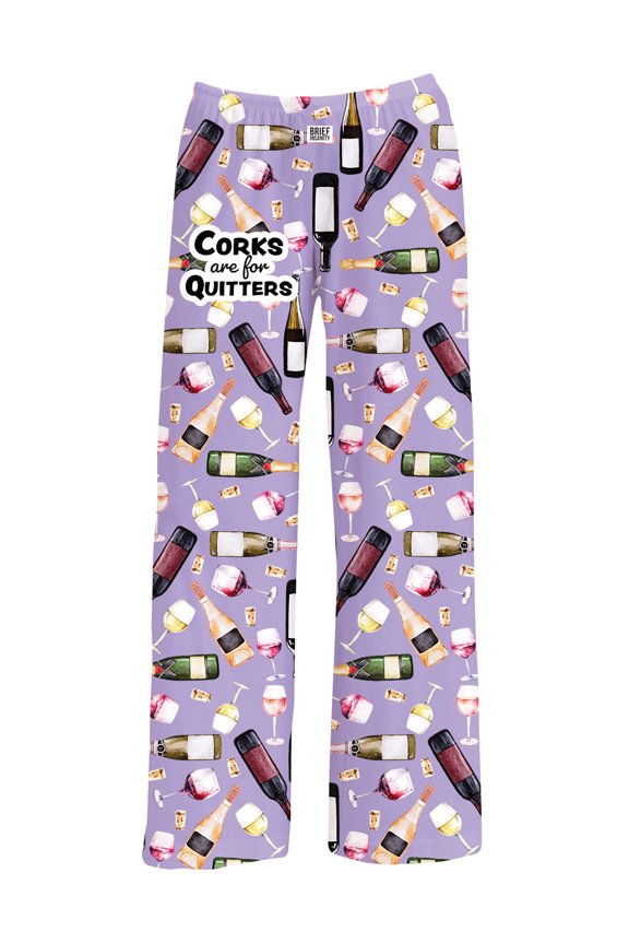 Collections Etc Corks are for Quitters Hilarious Wine Drawstring Lounge Pants