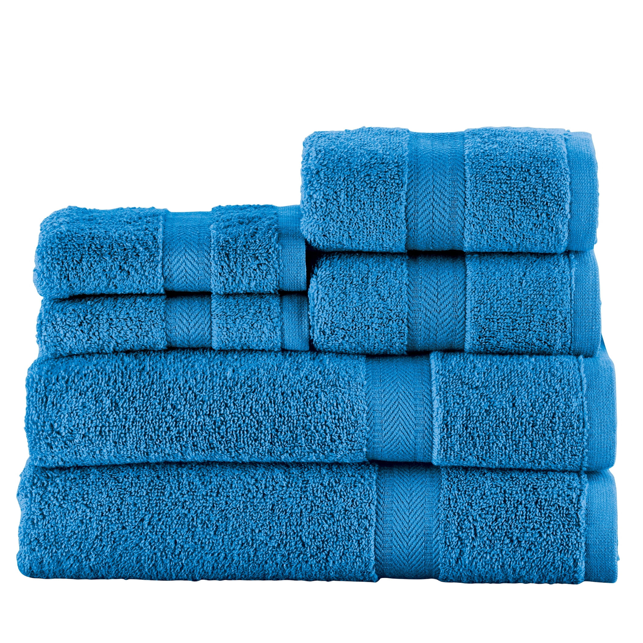 Turquoise Cotton 6-Piece Washcloth and Hand Towel Set