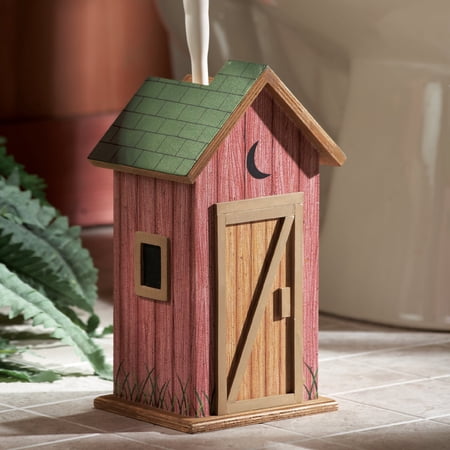 Collections Etc Country Wooden Outhouse Toilet Brush Holder