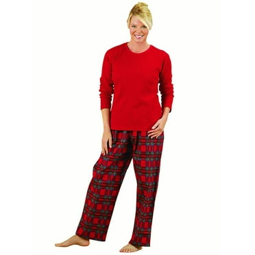Collections Etc Cozy Country Plaid Flannel Pajamas, Red, X-Large