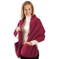 thumbnail image 1 of Collections Etc Cozy Fleece Wrap Shawl, Shawl Wrap Keeps Hands Warm, Burgundy, 1 of 9