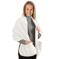 thumbnail image 1 of Collections Etc Cozy Fleece Wrap Shawl with Large Front Pockets - Keeps Hands and Shoulders Warm During Cold Winter Season, Winter White, 1 of 9