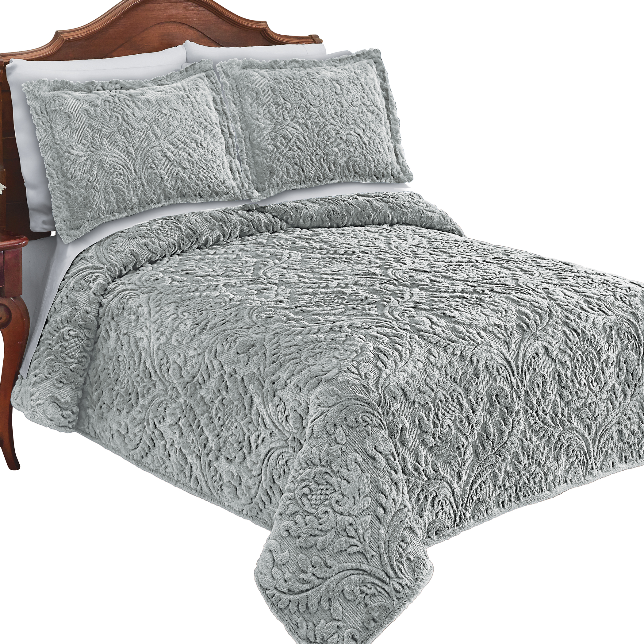 Collections Etc Cozy Textured Medallion Faux Fur Quilt
