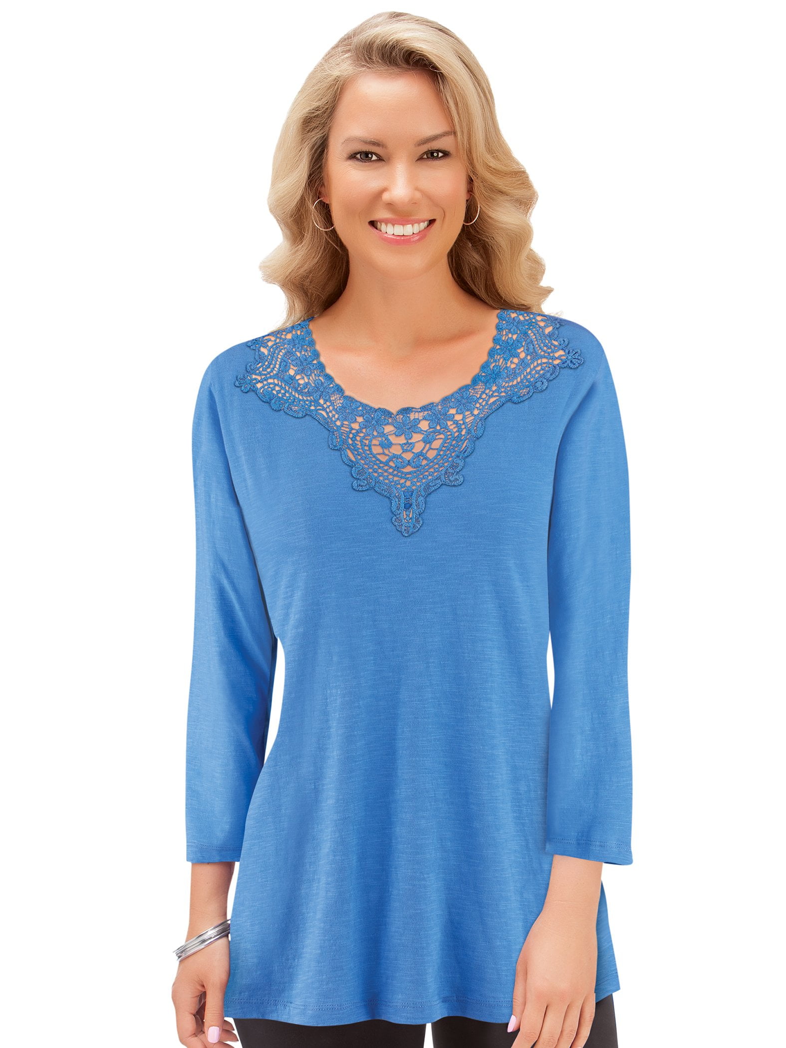 3/4 Sleeve Knit Tee in Ocean Breeze main image 0