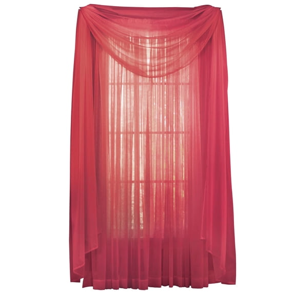 Collections Etc Decorative Classic Privacy Sheer Window Curtain Panel, Rod Pocket Top, Burgundy, 59" X 63"