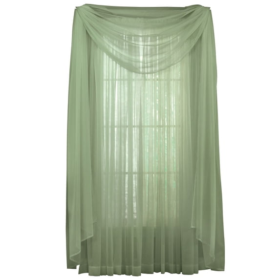 Collections Etc Decorative Classic Privacy Sheer Window Curtain Panel, Rod Pocket Top, Sage, 59" X 84"