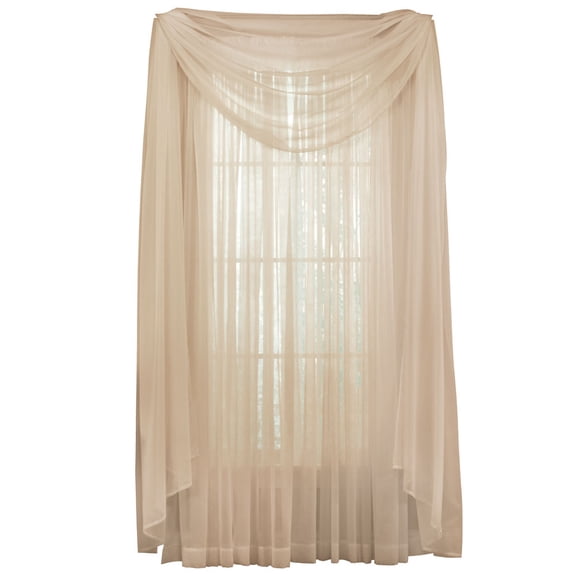 Collections Etc Decorative Classic Privacy Sheer Window Curtain Panel, Rod Pocket Top, Taupe, 59" X 84"