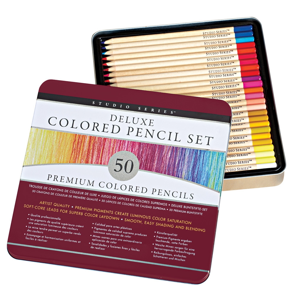 Collections Etc Deluxe Colored Pencils With Case - Set of 50