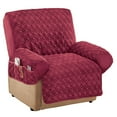 thumbnail image 1 of Collections Etc Diamond-Shape Quilted Stretch Recliner Cover with Storage Pockets and Elastic Straps - Furniture Protector, Burgundy, Recliner, 1 of 4