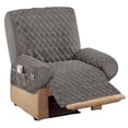 thumbnail image 1 of Collections Etc Diamond-Shape Quilted Stretch Recliner Cover with Storage Pockets and Elastic Straps  - Furniture Protector, 1 of 4