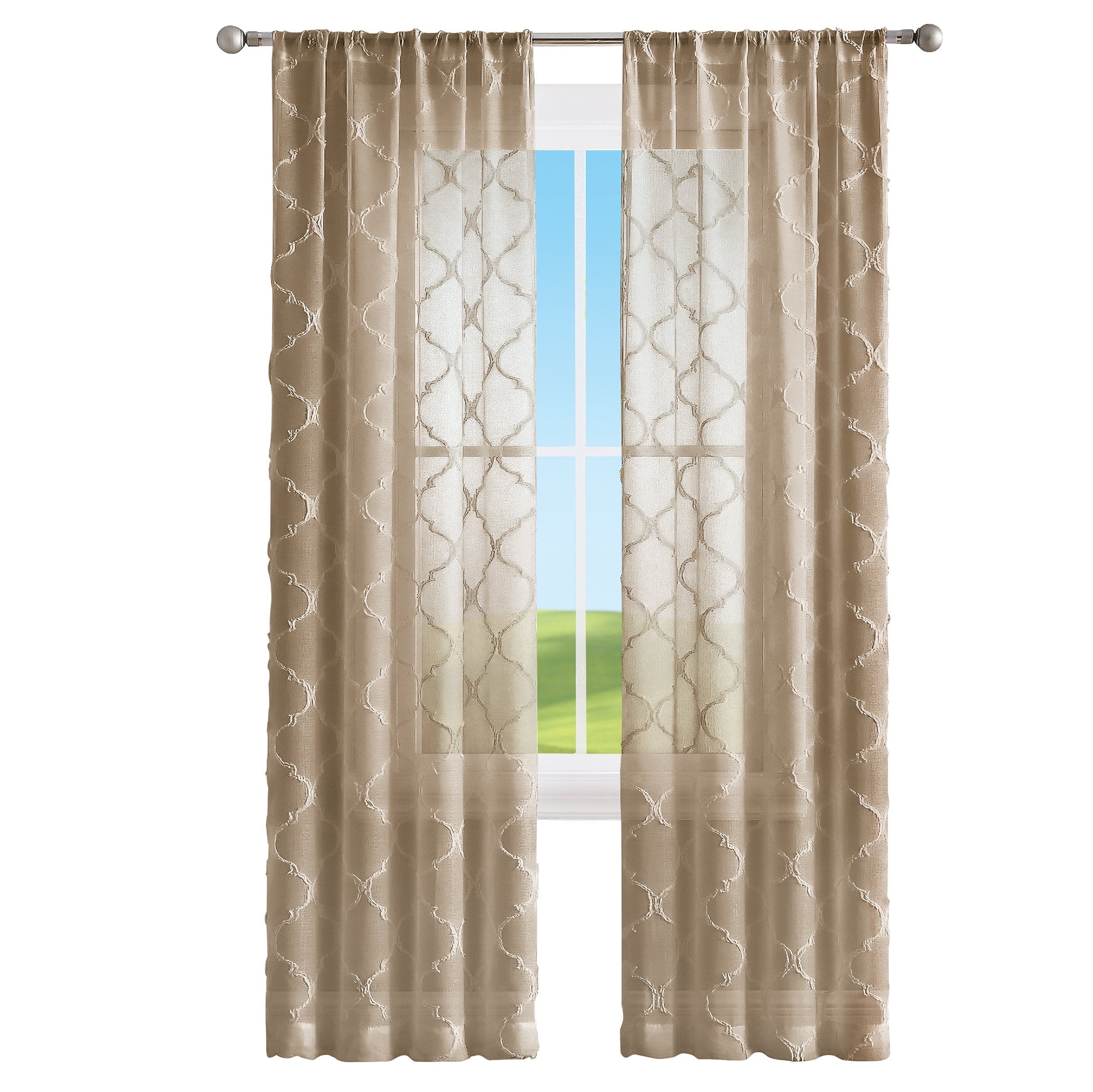 Collections Etc Diane Lattice Sheer Rod Pocket Curtain Panel