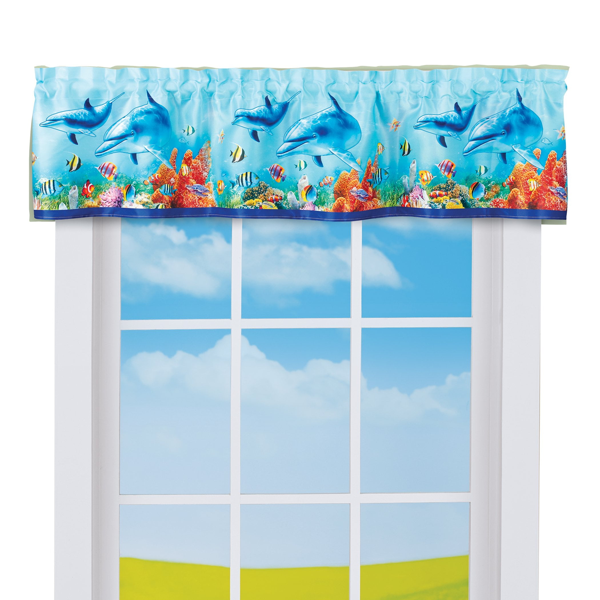 Dolphins and Tropical Fish Polyester Window Valance