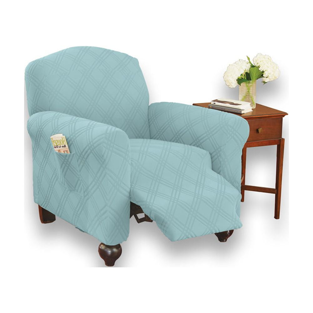 Collections Etc Double Diamond Form Fit Stretch Furniture Slipcover Blue Recliner Walmart