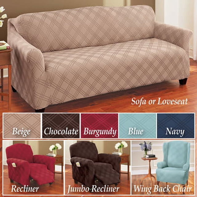 Collections Etc Double Diamond Form Fit Stretch Furniture Slipcover