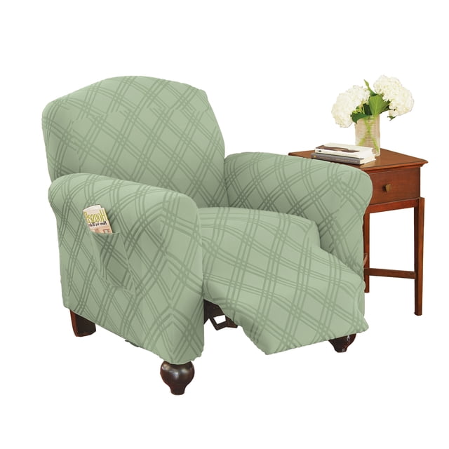 Collections Etc Double Diamond Stretch Furniture Cover Sage Recliner