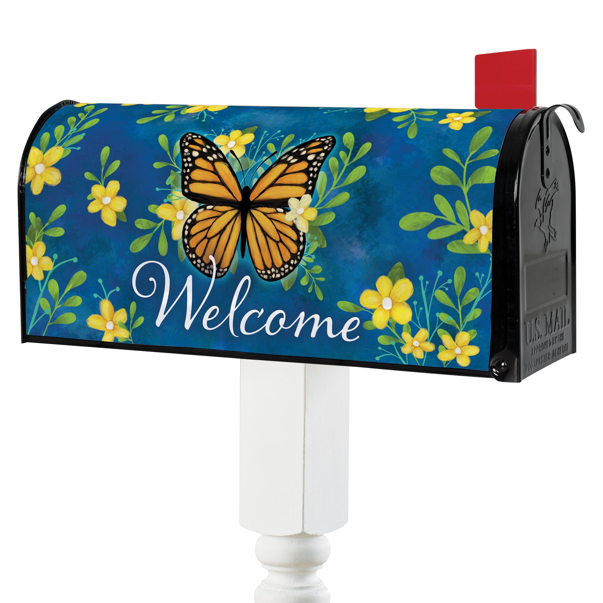 Collections Etc Double-Sided Monarch Butterfly Magnetic Welcome Mailbox Cover