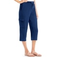 thumbnail image 1 of Collections Etc Drawstring Cargo Pocket Knit Casual Capri Pants, 1 of 4