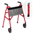 thumbnail image 1 of Stander Wonder Walker Plus, Lightweight Folding Rolling Walker for Seniors, Collapsible Travel EZ Fold-N-Go Walker with Wheels, Glides, & Pouch, Compact Standard Walker, Sport Red, 1 of 8