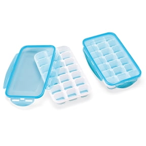 Collections Etc Easy Release Ice Cube Trays with Snap Close Lids - Set of 2