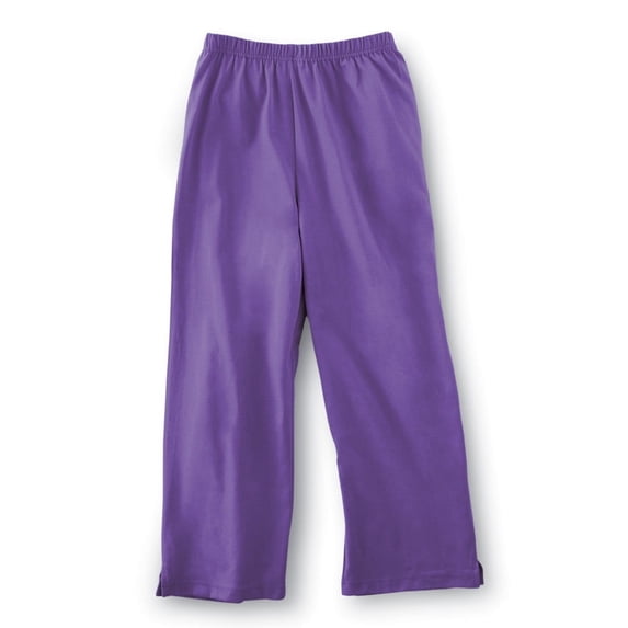 Collections Etc Elastic Waist Comfortable Cropped Capri Pants, Purple, X-Large