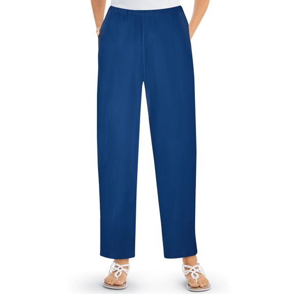 Collections Etc Elastic Waistband with Side Pockets Cotton Knit Pants