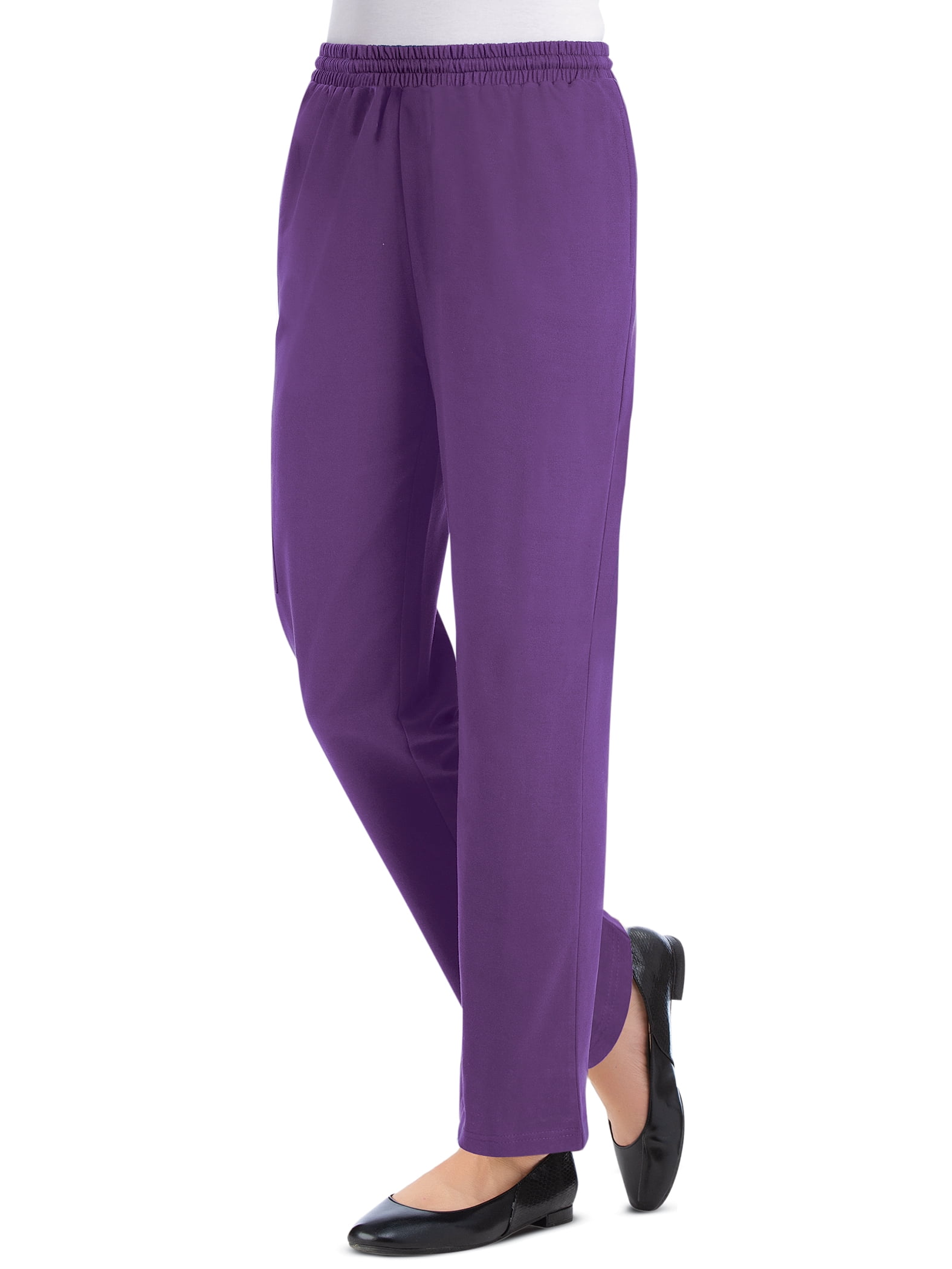 Collections Etc Elastic Waistband with Side Pockets Cotton Knit Pants