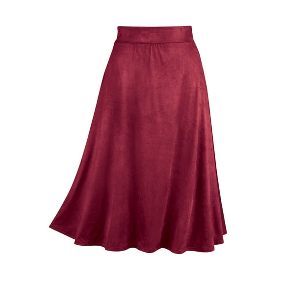 Collections Etc Elasticized Faux Suede Full Sweep Versatile Skirt | Versatile Fall, Winter Apparel | Comfortable Elasticized Waist | 30" L | Machine Wash Polyester, Spandex