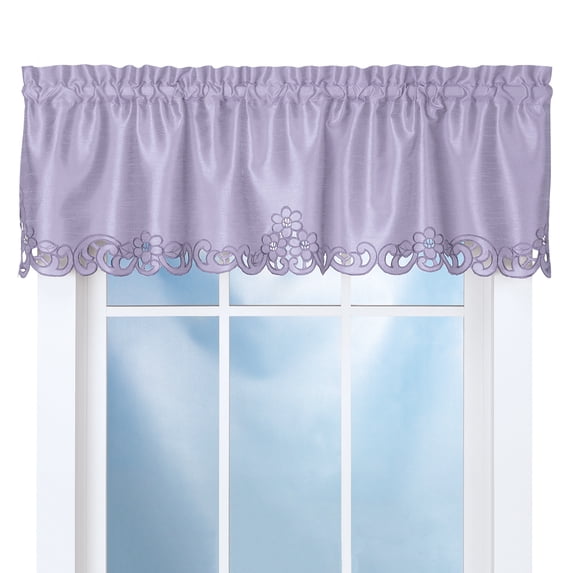 Collections Etc Elegance Scroll Cut-out Window Valance Lavender 58" WIDE