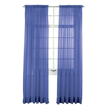 Collections Etc Elegance Sheer Curtain Panel with Rod Pocket Top Periwinkle 60" x 84"