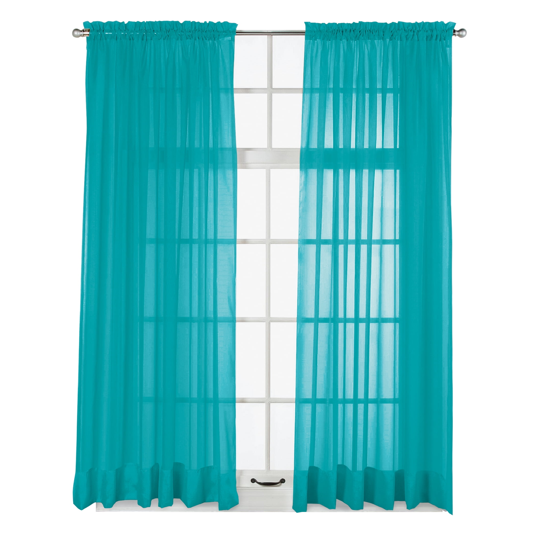 Collections Etc Elegance Sheer Window Curtain Panel Teal 60" x 63