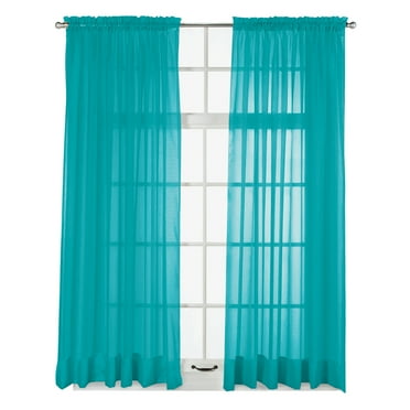 Collections Etc Elegance Sheer Curtain Panel with Rod Pocket Top Teal 60" x 63"