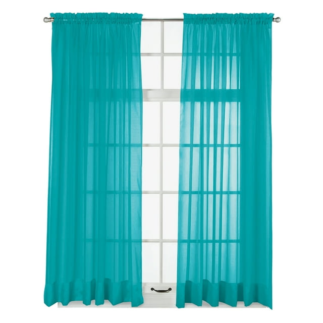 Collections Etc Elegance Sheer Window Curtain Panel Teal 60" x 63
