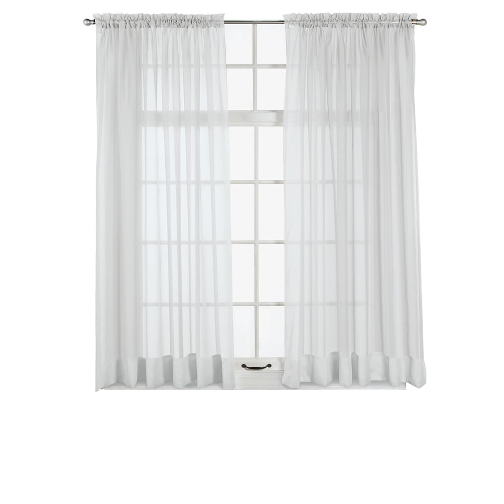 White Sheer Polyester Rod Pocket Window Curtain Panel 60" x 63"