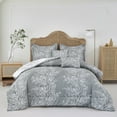 thumbnail image 1 of Spirit Linen Home Est. 1988 Foliage Collection Comforter Set - Oversized Reversible Bedding, Pre-Washed for Extra Softness, King, Grey Ivory, 1 of 13