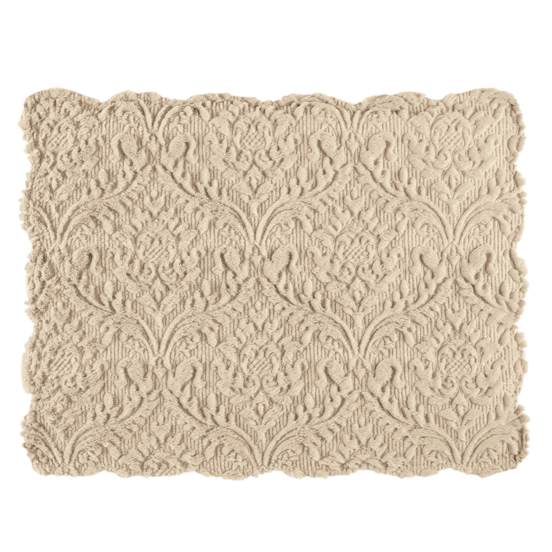 Beige Embroidered Faux Fur Standard/Queen Sham
