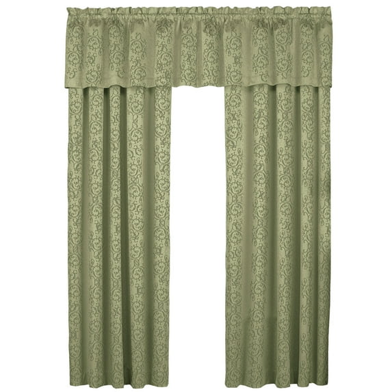 Collections Etc Elegant Insulated Scroll Pattern Window Curtain Panel with Rod Pocket Top, Sage, 50" X 63"