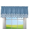 thumbnail image 1 of Collections Etc Elegant Lace Border Trim & Solid-Color Window Curtain Blue Valance, 1 of 5