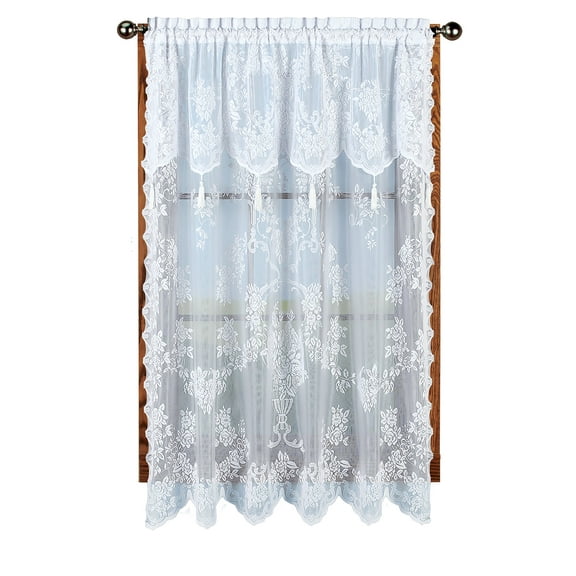 Collections Etc Elegant Lace Panel W/ Valance Ecru 56" x 84"