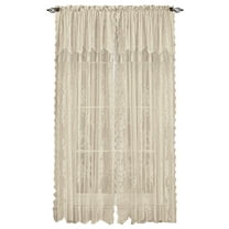 Collections Etc Carly Sheer Floral Lace Design Curtain Panel and Valance