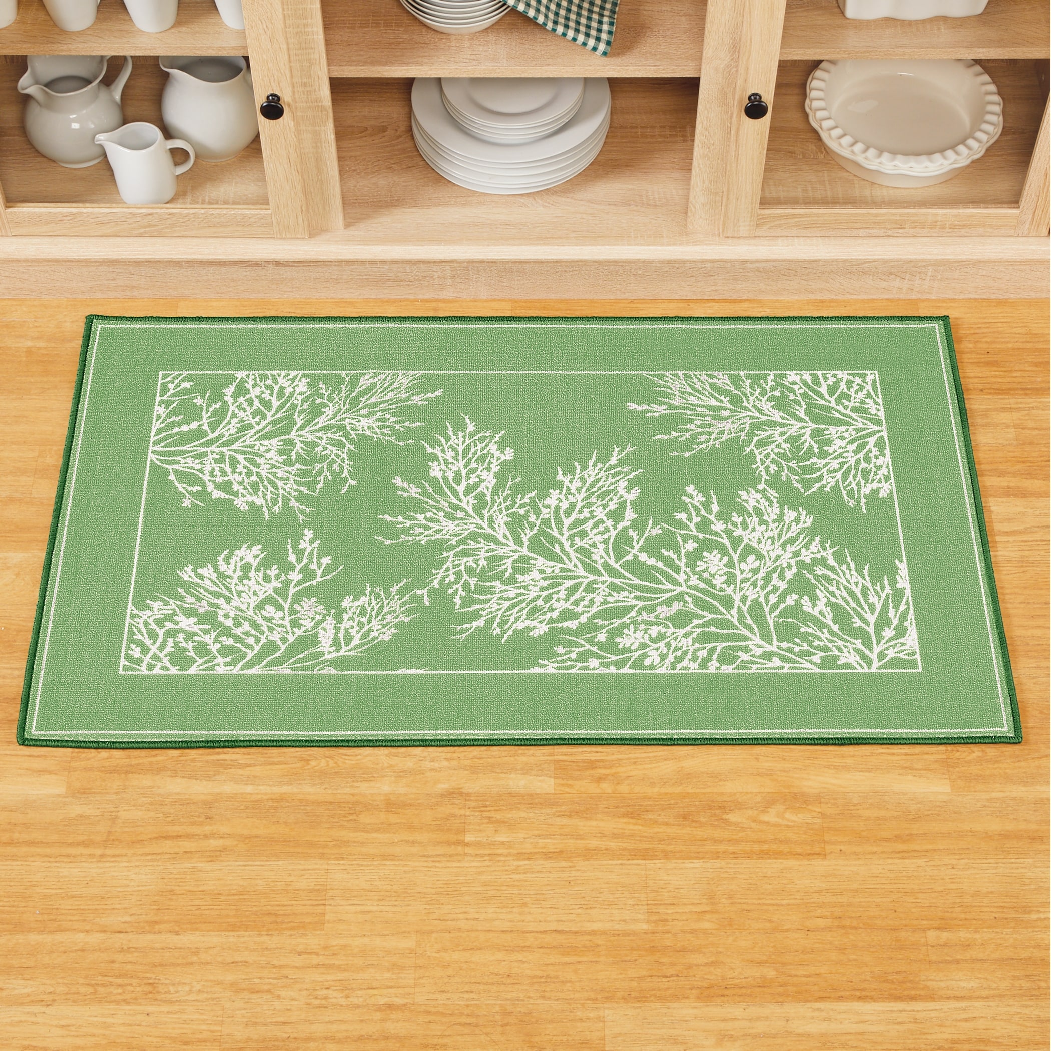 Collections Etc Elegant Leaves and Branches Accent Rugs Sage 26