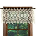 thumbnail image 1 of Collections Etc Elegant Macrame Lace Light Filtering Valance with Scalloped Borders and Loops at The top for Easy Hanging, Ivory, 1 of 2