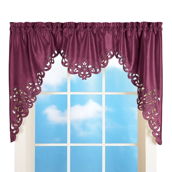 Collections Etc Elegant Scroll Window Valance Burgundy 58" X 36", Burgundy, 58" X 36"
