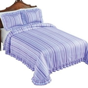 Collections Etc Elegant Spring Stripe Plisse Ruffled Edge Bedspread