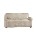 thumbnail image 1 of Collections Etc Embossed Tropical Design Stretch Furniture Cover Taupe Loveseat, 1 of 3