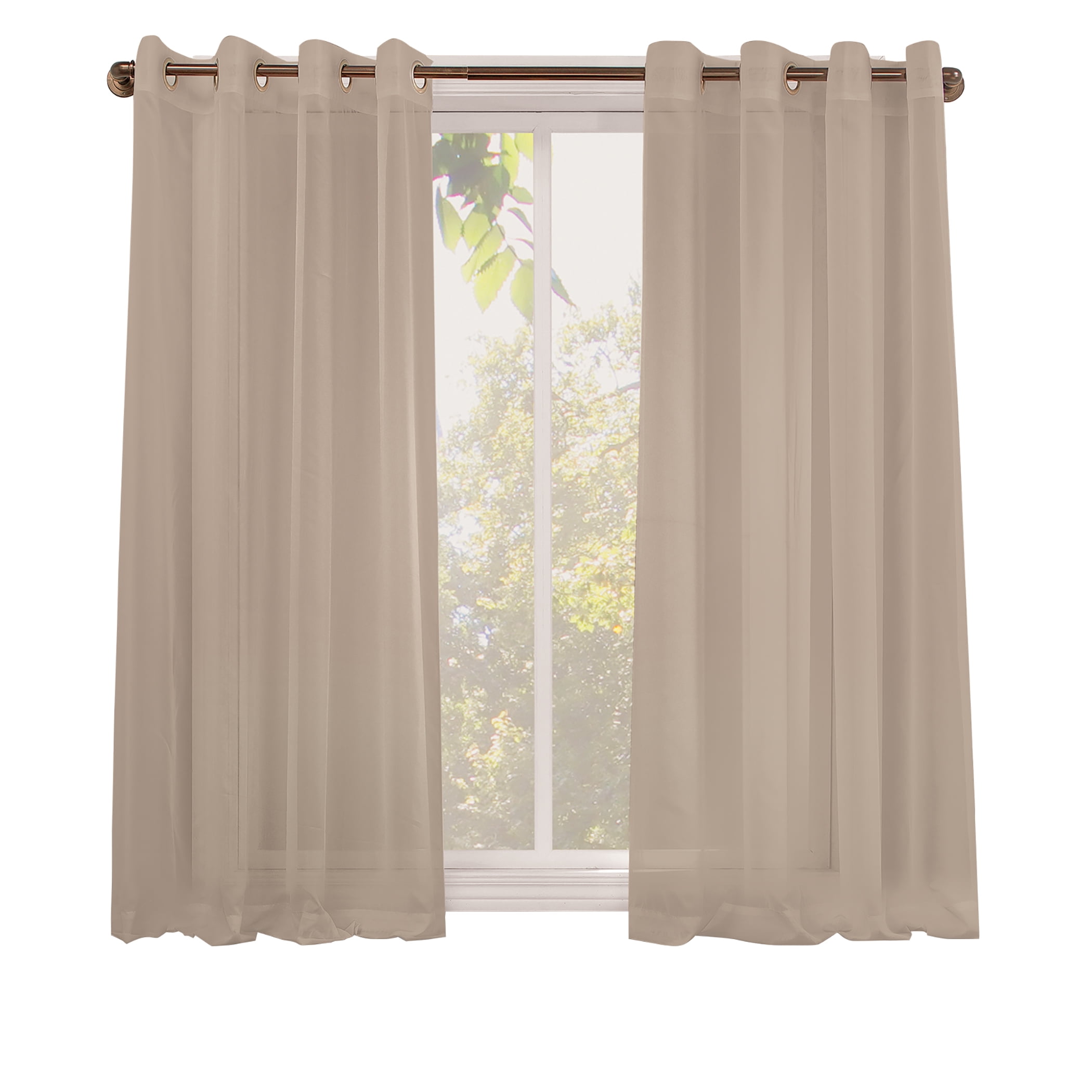 Oatmeal Sheer Polyester Grommet Curtain Panel